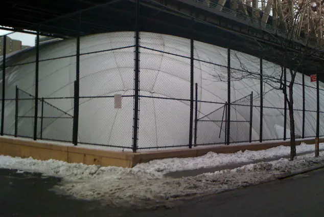 image of the tennis bubble at the Queensboro Oval sent out by opponents of the plan